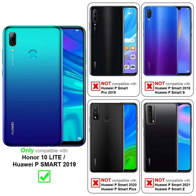 Cadorabo 3x Vollbild Panzer Folie für Huawei P SMART 2019 Schutzfolie in TRANSPARENT mit SCHWARZ 3er Pack Gehärtetes (Tempered) Display-Schutzglas in 9H Härte mit 3D Touch
