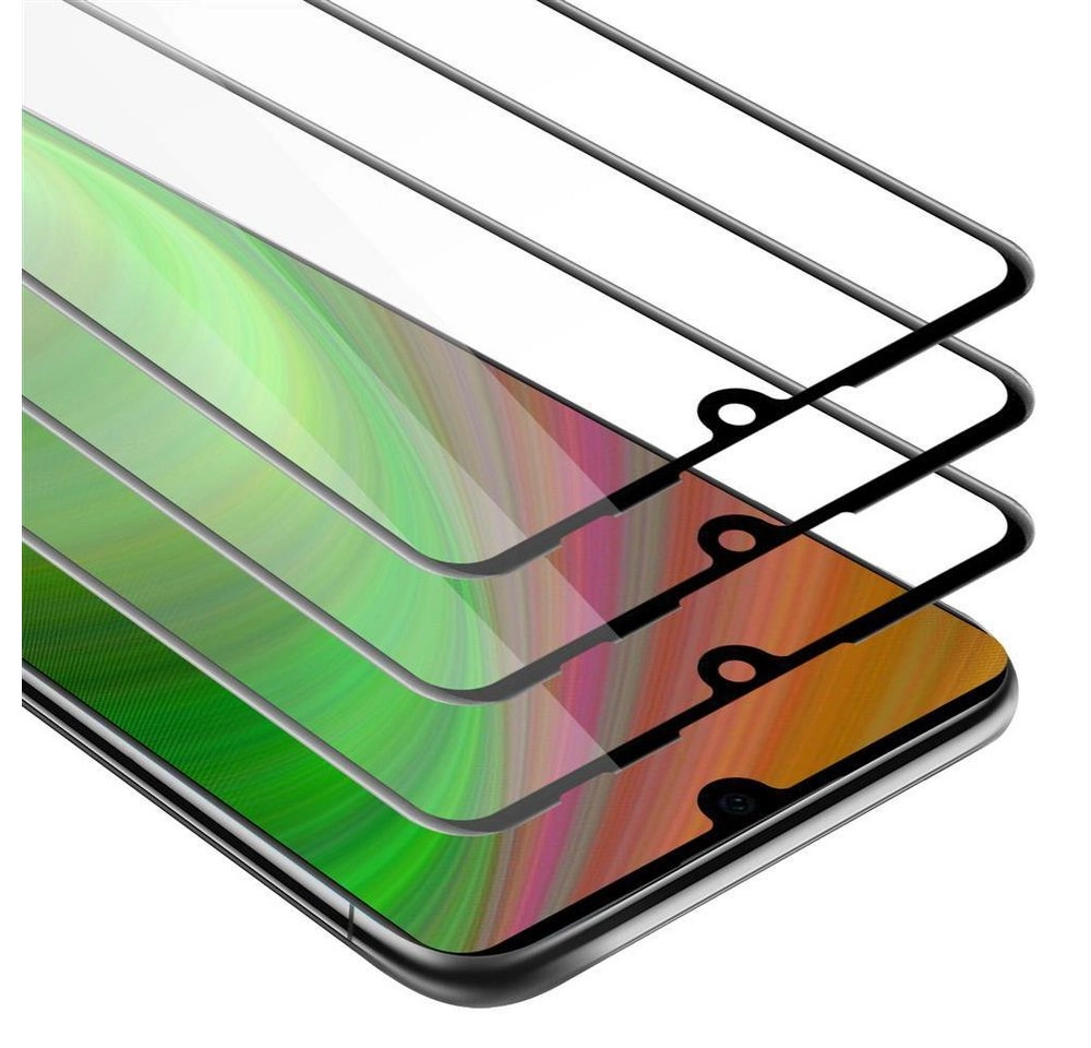 Cadorabo 3x Vollbild Panzer Folie für Huawei P SMART 2019 Schutzfolie in TRANSPARENT mit SCHWARZ 3er Pack Gehärtetes (Tempered) Display-Schutzglas in 9H Härte mit 3D Touch