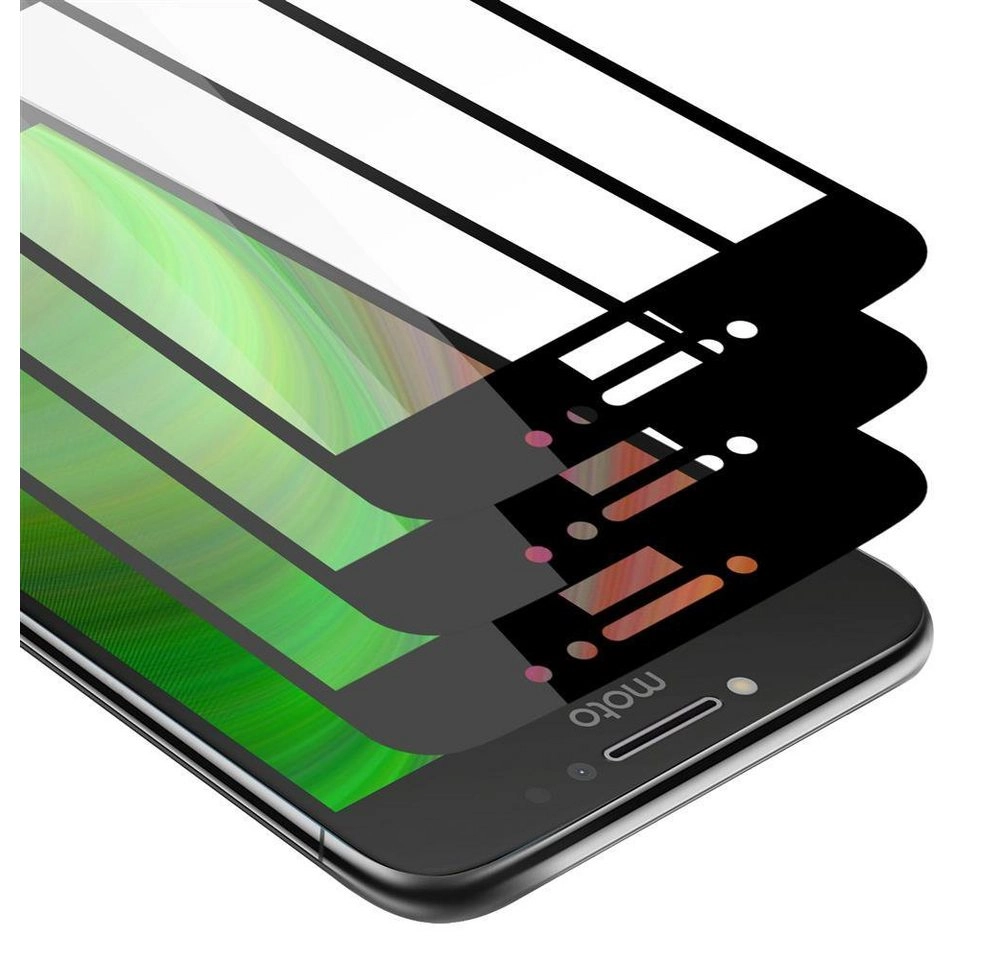 Cadorabo 3x Vollbild Panzer Folie für Motorola MOTO E4 Schutzfolie in TRANSPARENT mit SCHWARZ 3er Pack Gehärtetes (Tempered) Display-Schutzglas in 9H Härte mit 3D Touch