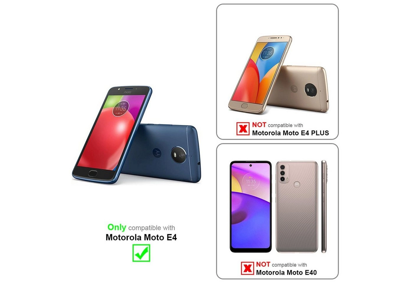 Cadorabo 3x Vollbild Panzer Folie für Motorola MOTO E4 Schutzfolie in TRANSPARENT mit SCHWARZ 3er Pack Gehärtetes (Tempered) Display-Schutzglas in 9H Härte mit 3D Touch