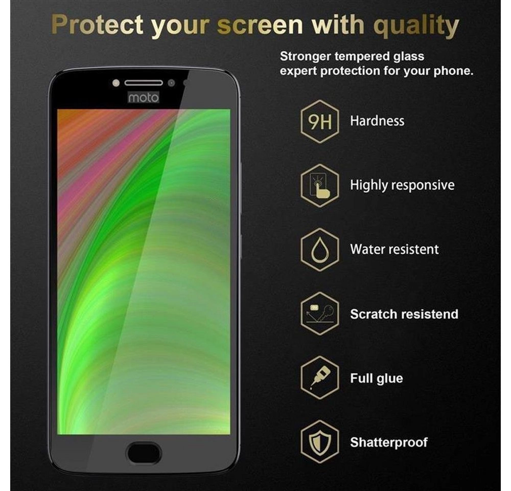 Cadorabo 3x Vollbild Panzer Folie für Motorola MOTO E4 Schutzfolie in TRANSPARENT mit SCHWARZ 3er Pack Gehärtetes (Tempered) Display-Schutzglas in 9H Härte mit 3D Touch