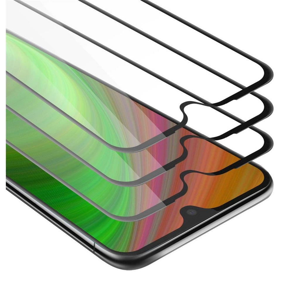Cadorabo 3x Vollbild Panzer Folie für Motorola MOTO G7 / G7 PLUS Schutzfolie in TRANSPARENT mit SCHWARZ 3er Pack Gehärtetes (Tempered) Display-Schutzglas in 9H Härte mit 3D Touch