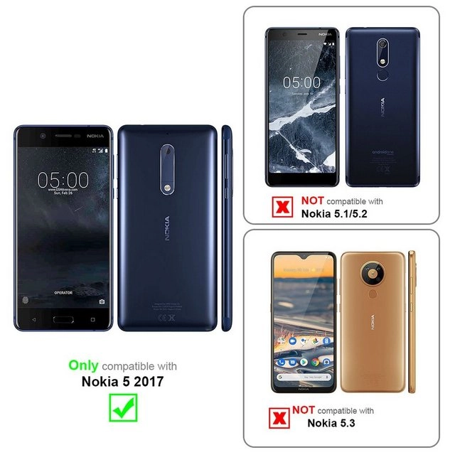 Cadorabo 3x Vollbild Panzer Folie für Nokia 5 2017 Schutzfolie in TRANSPARENT mit SCHWARZ 3er Pack Gehärtetes (Tempered) Display-Schutzglas in 9H Härte mit 3D Touch