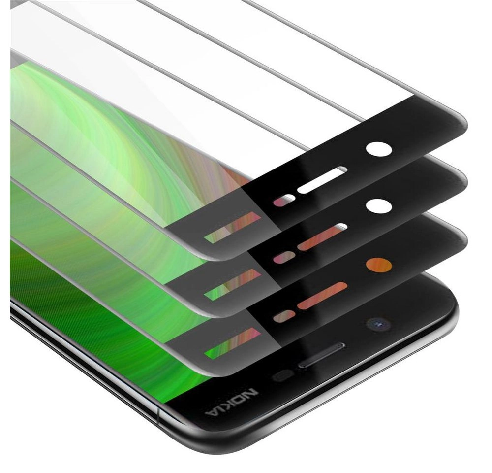 Cadorabo 3x Vollbild Panzer Folie für Nokia 5 2017 Schutzfolie in TRANSPARENT mit SCHWARZ 3er Pack Gehärtetes (Tempered) Display-Schutzglas in 9H Härte mit 3D Touch