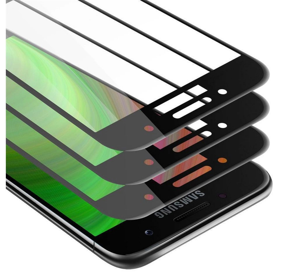 Cadorabo 3x Vollbild Panzer Folie für Samsung Galaxy A3 2017 Schutzfolie in TRANSPARENT mit SCHWARZ 3er Pack Gehärtetes (Tempered) Display-Schutzglas in 9H Härte mit 3D Touch