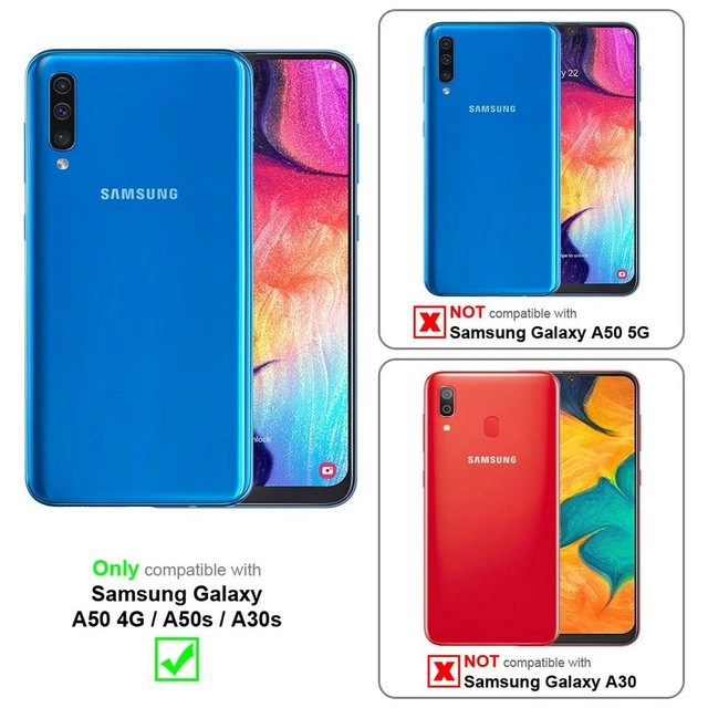 Cadorabo 3x Vollbild Panzer Folie für Samsung Galaxy A50 Schutzfolie in TRANSPARENT mit SCHWARZ 3er Pack Gehärtetes (Tempered) Display-Schutzglas in 9H Härte mit 3D Touch