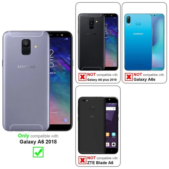 Cadorabo 3x Vollbild Panzer Folie für Samsung Galaxy A6 2018 Schutzfolie in TRANSPARENT mit SCHWARZ 3er Pack Gehärtetes (Tempered) Display-Schutzglas in 9H Härte mit 3D Touch