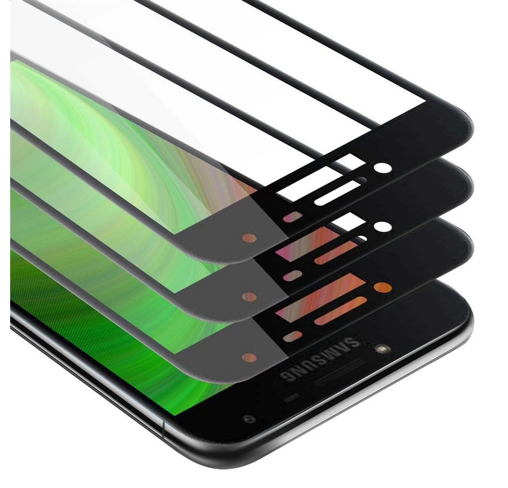Cadorabo 3x Vollbild Panzer Folie für Samsung Galaxy J4 2018 Schutzfolie in TRANSPARENT mit SCHWARZ 3er Pack Gehärtetes (Tempered) Display-Schutzglas in 9H Härte mit 3D Touch