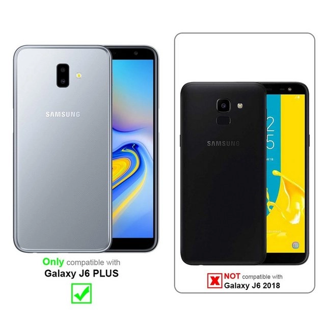 Cadorabo 3x Vollbild Panzer Folie für Samsung Galaxy J6 PLUS Schutzfolie in TRANSPARENT mit SCHWARZ 3er Pack Gehärtetes (Tempered) Display-Schutzglas in 9H Härte mit 3D Touch