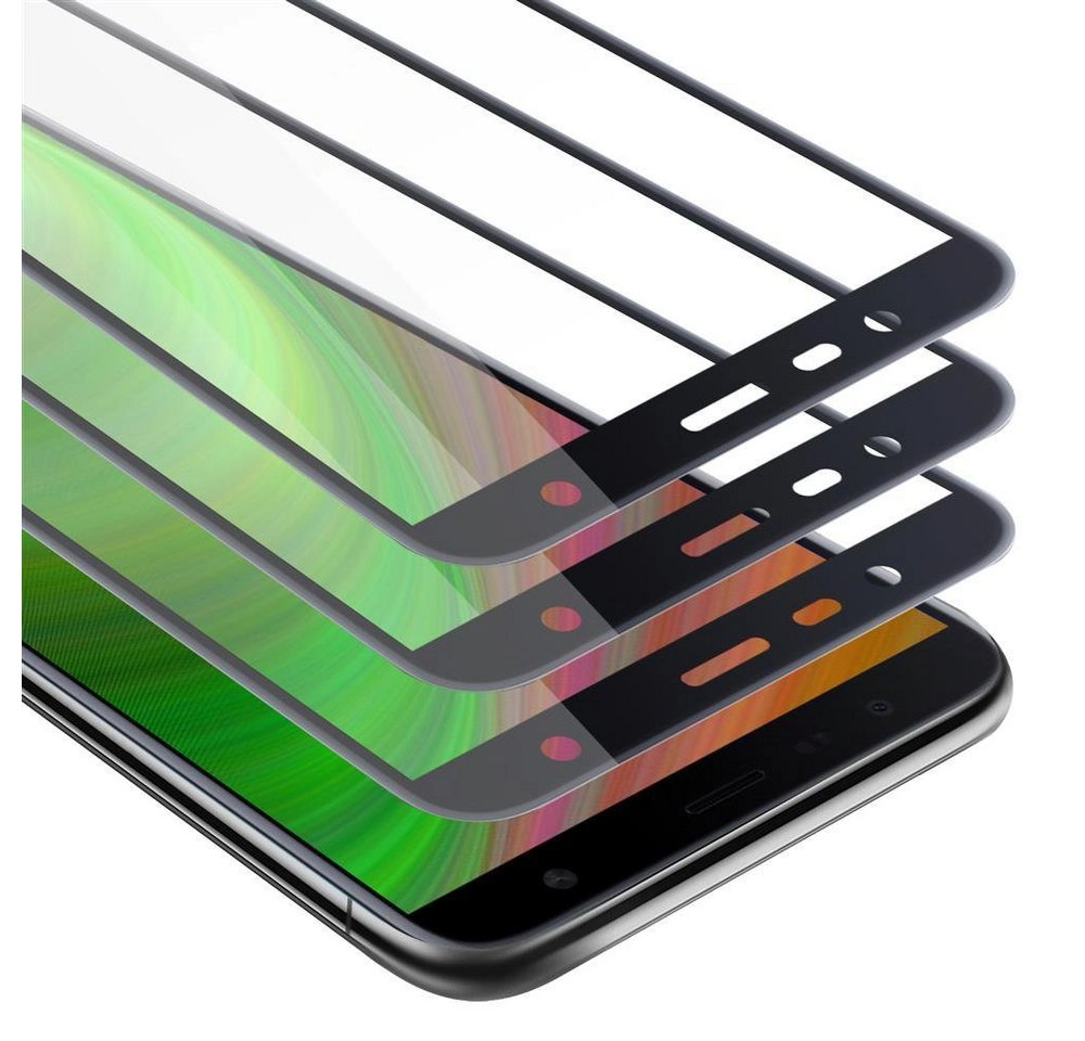 Cadorabo 3x Vollbild Panzer Folie für Samsung Galaxy J6 PLUS Schutzfolie in TRANSPARENT mit SCHWARZ 3er Pack Gehärtetes (Tempered) Display-Schutzglas in 9H Härte mit 3D Touch