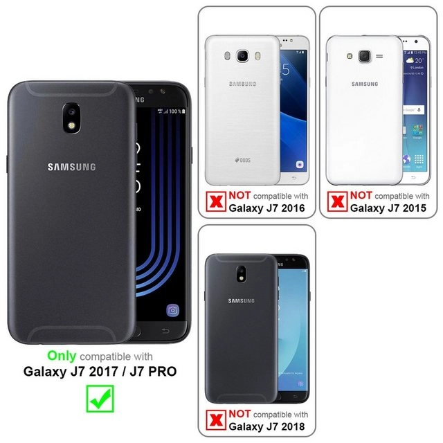 Cadorabo 3x Vollbild Panzer Folie für Samsung Galaxy J7 PRO / J730F Schutzfolie in TRANSPARENT mit SCHWARZ 3er Pack Gehärtetes (Tempered) Display-Schutzglas in 9H Härte mit 3D Touch