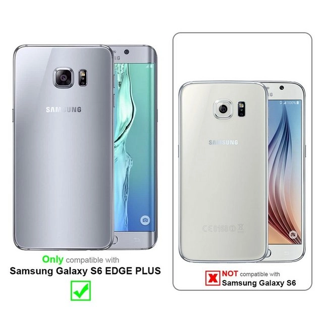 Cadorabo 3x Vollbild Panzer Folie für Samsung Galaxy S6 EDGE PLUS Schutzfolie in TRANSPARENT mit SCHWARZ 3er Pack Gehärtetes (Tempered) Display-Schutzglas in 9H Härte mit 3D Touch