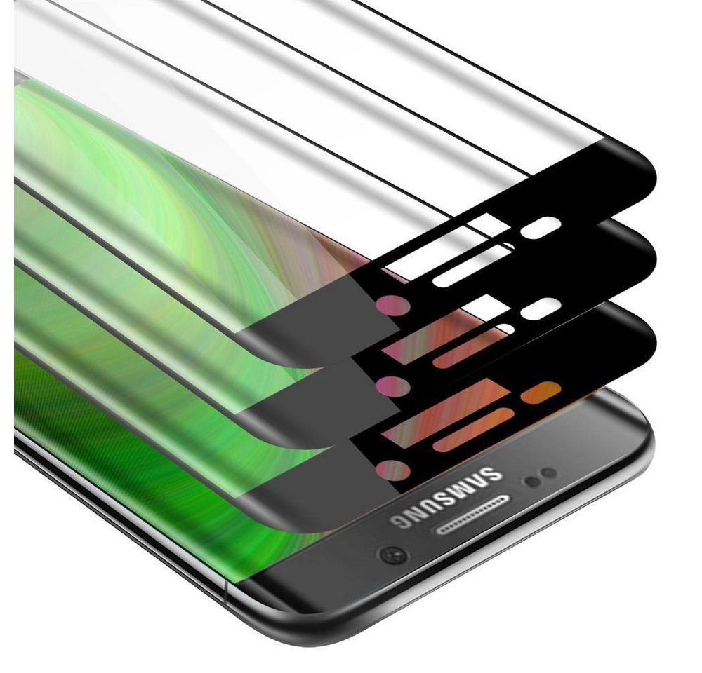 Cadorabo 3x Vollbild Panzer Folie für Samsung Galaxy S6 EDGE PLUS Schutzfolie in TRANSPARENT mit SCHWARZ 3er Pack Gehärtetes (Tempered) Display-Schutzglas in 9H Härte mit 3D Touch