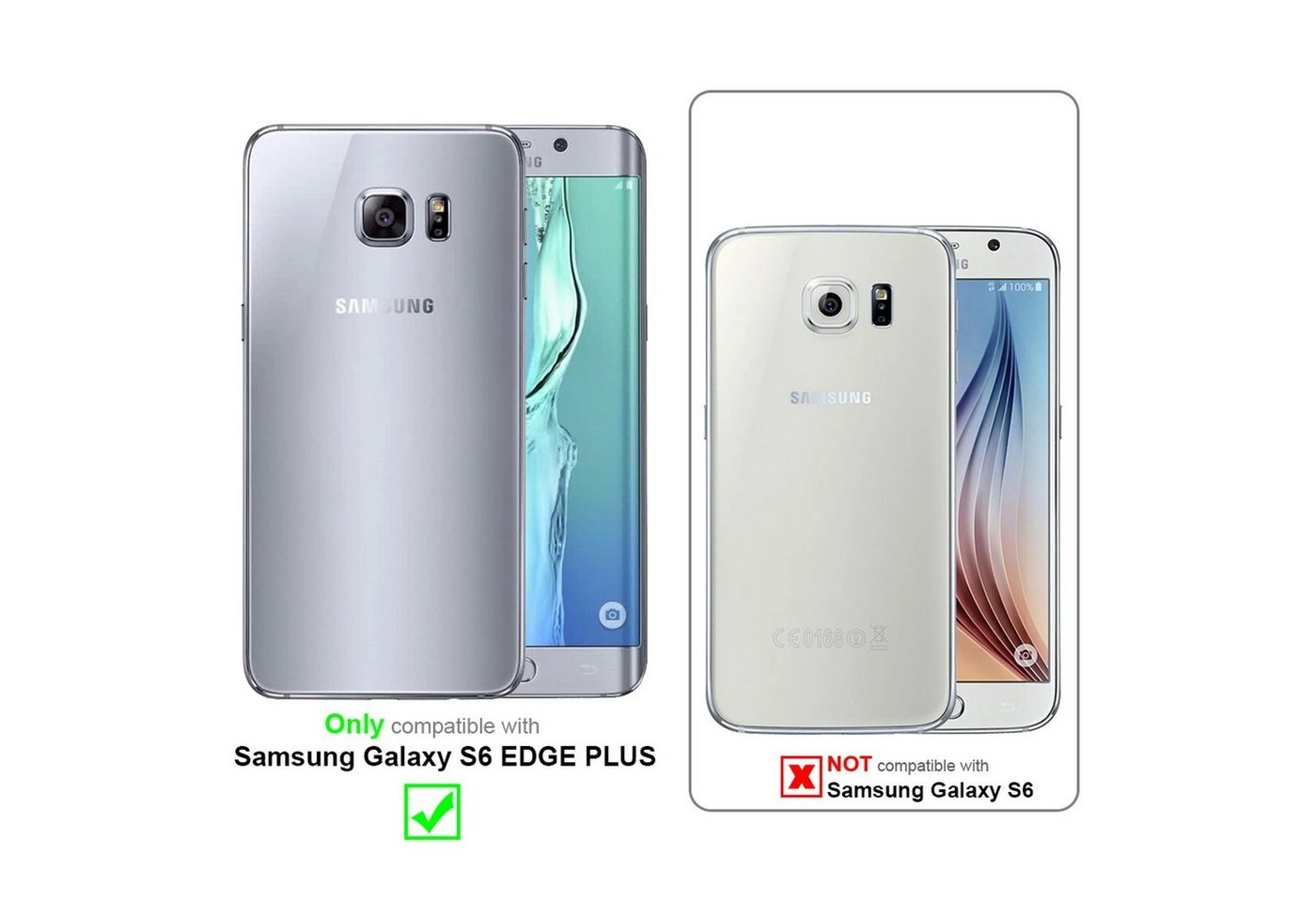 Cadorabo 3x Vollbild Panzer Folie für Samsung Galaxy S6 EDGE PLUS Schutzfolie in TRANSPARENT mit SCHWARZ 3er Pack Gehärtetes (Tempered) Display-Schutzglas in 9H Härte mit 3D Touch