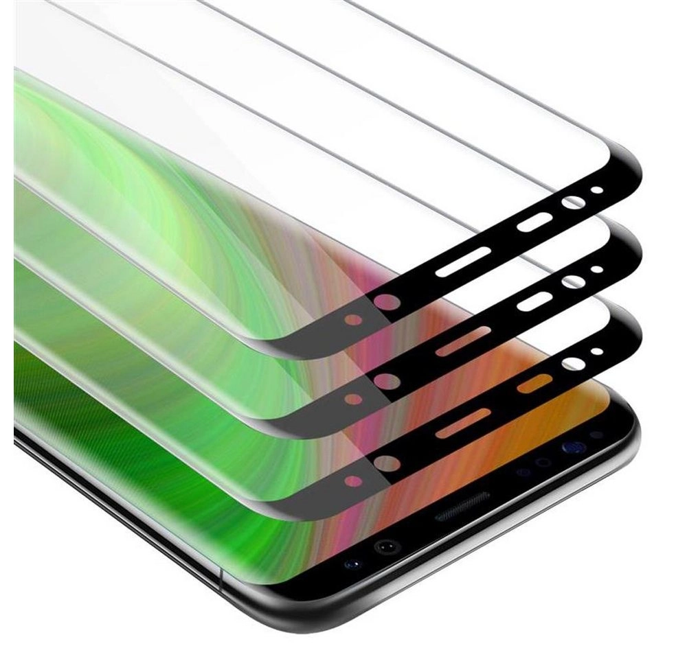 Cadorabo 3x Vollbild Panzer Folie für Samsung Galaxy S8 PLUS Schutzfolie in TRANSPARENT mit SCHWARZ 3er Pack Gehärtetes (Tempered) Display-Schutzglas in 9H Härte mit 3D Touch