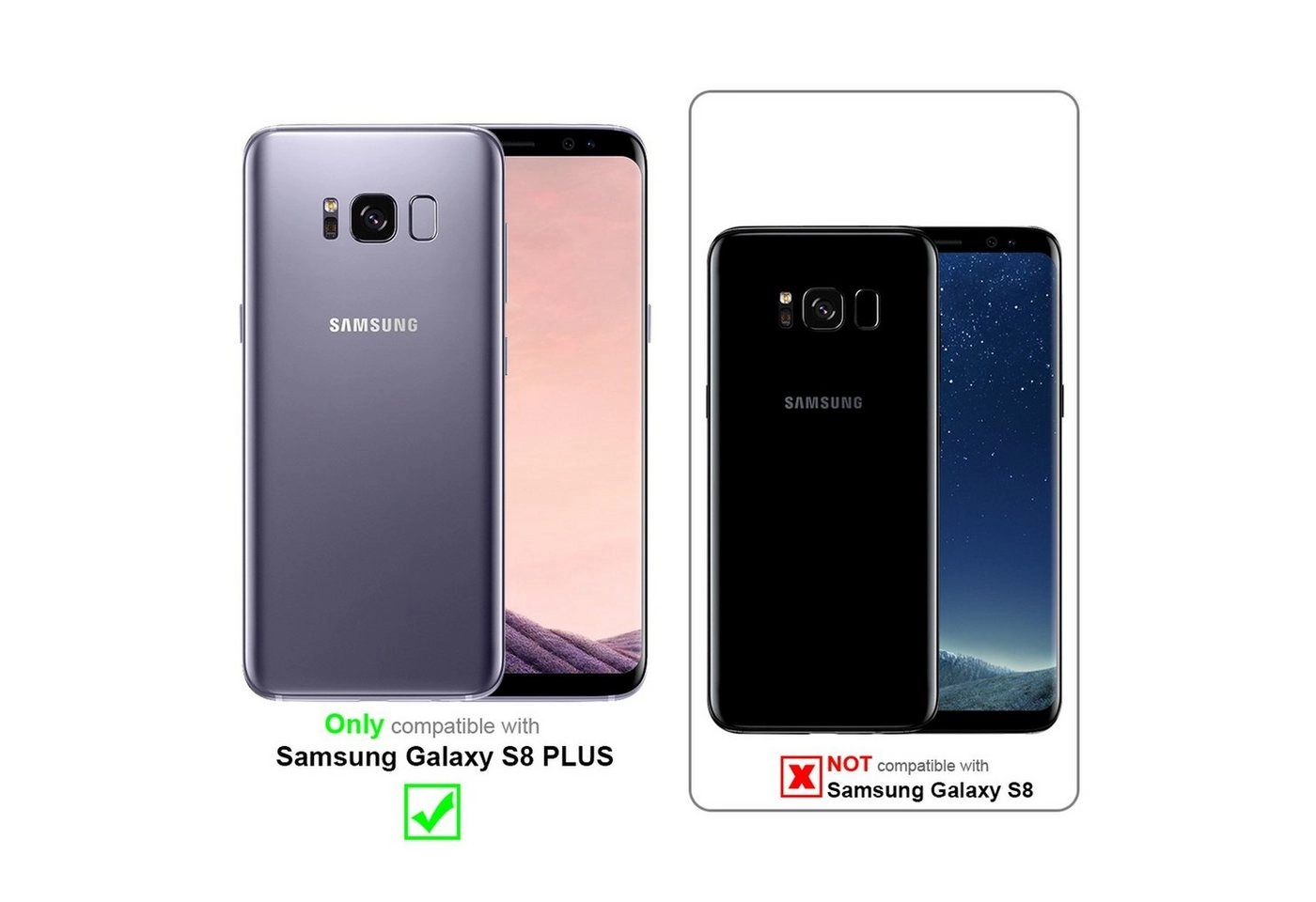 Cadorabo 3x Vollbild Panzer Folie für Samsung Galaxy S8 PLUS Schutzfolie in TRANSPARENT mit SCHWARZ 3er Pack Gehärtetes (Tempered) Display-Schutzglas in 9H Härte mit 3D Touch