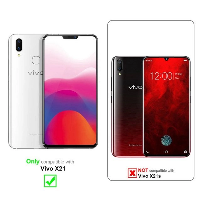 Cadorabo 3x Vollbild Panzer Folie für Vivo X21 Schutzfolie in TRANSPARENT mit SCHWARZ 3er Pack Gehärtetes (Tempered) Display-Schutzglas in 9H Härte mit 3D Touch