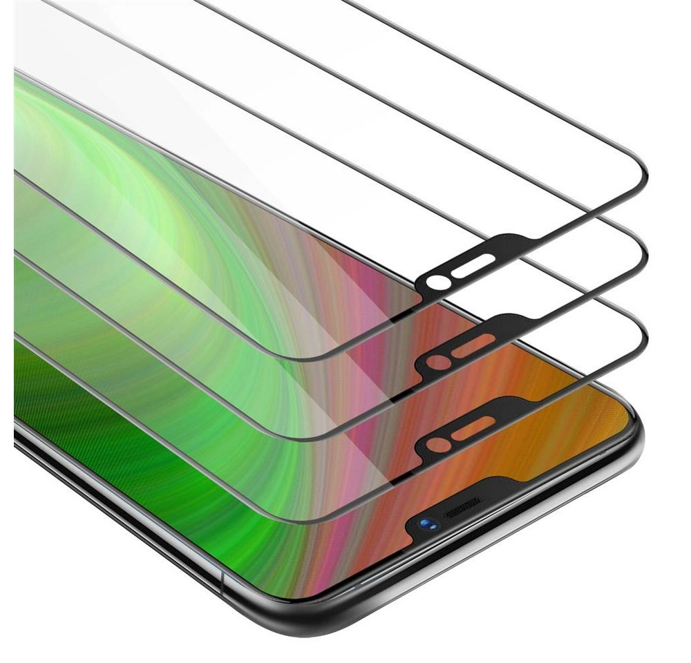 Cadorabo 3x Vollbild Panzer Folie für Vivo X21 Schutzfolie in TRANSPARENT mit SCHWARZ 3er Pack Gehärtetes (Tempered) Display-Schutzglas in 9H Härte mit 3D Touch