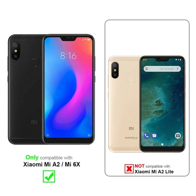 Cadorabo 3x Vollbild Panzer Folie für Xiaomi Mi A2 / 6X Schutzfolie in TRANSPARENT mit SCHWARZ 3er Pack Gehärtetes (Tempered) Display-Schutzglas in 9H Härte mit 3D Touch