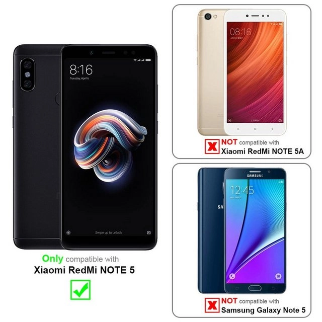 Cadorabo 3x Vollbild Panzer Folie für Xiaomi RedMi NOTE 5 Schutzfolie in TRANSPARENT mit SCHWARZ 3er Pack Gehärtetes (Tempered) Display-Schutzglas in 9H Härte mit 3D Touch