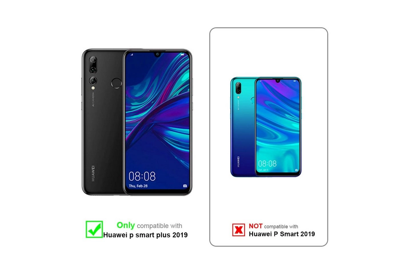 Cadorabo Panzer Folie für Huawei P SMART PLUS Schutzfolie in KRISTALL KLAR Gehärtetes (Tempered) Display-Schutzglas in 9H Härte mit 3D Touch (RETAIL PACKAGING)