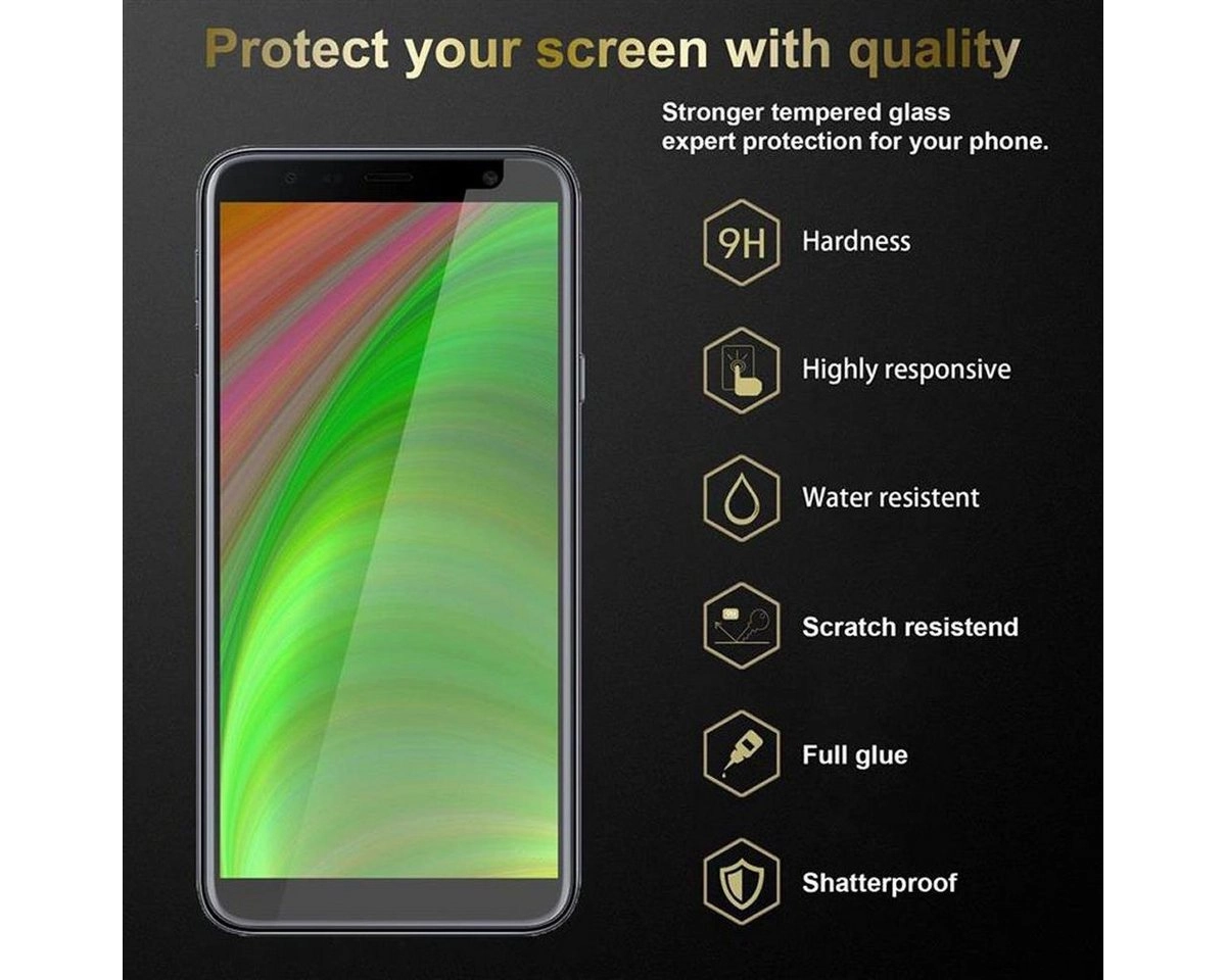 Cadorabo Panzer Folie für Samsung Galaxy J6 PLUS Schutzfolie in KRISTALL KLAR Gehärtetes (Tempered) Display-Schutzglas in 9H Härte mit 3D Touch (RETAIL PACKAGING)