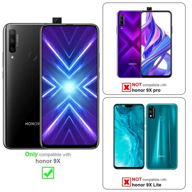 Cadorabo Vollbild Panzer Folie für Honor 9X Schutzfolie in TRANSPARENT mit SCHWARZ Gehärtetes (Tempered) Display-Schutzglas in 9H Härte mit 3D Touch