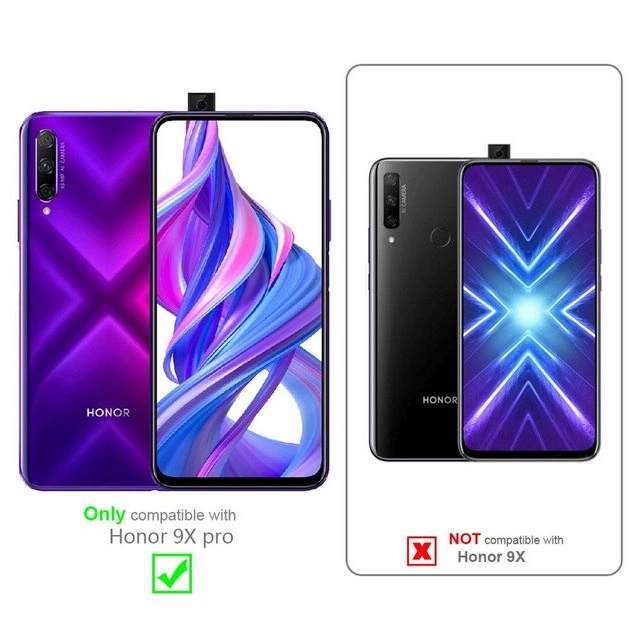 Cadorabo Vollbild Panzer Folie für Honor 9X PRO Schutzfolie in TRANSPARENT mit SCHWARZ Gehärtetes (Tempered) Display-Schutzglas in 9H Härte mit 3D Touch