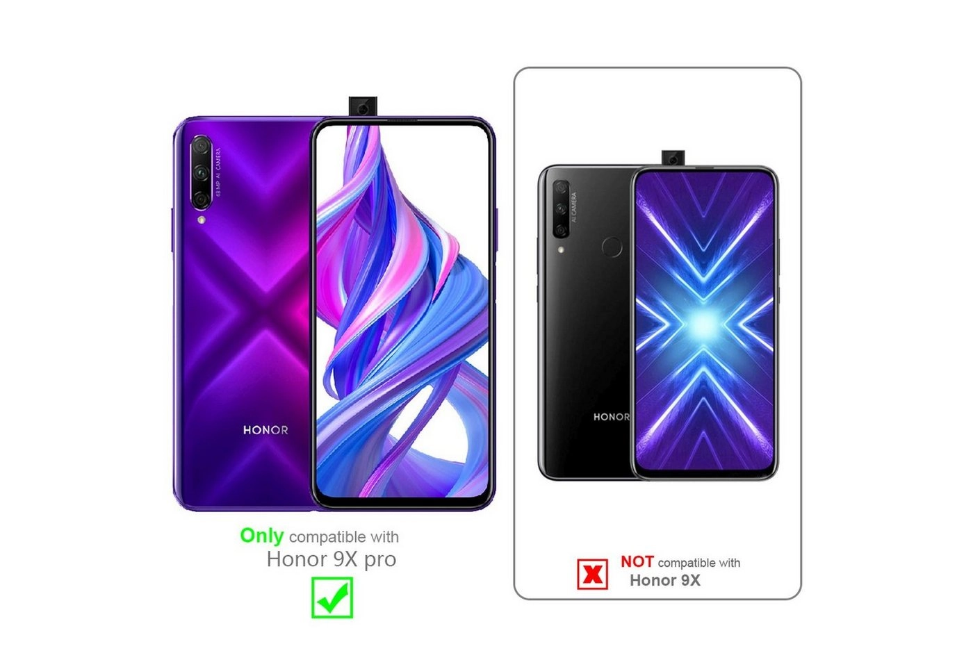 Cadorabo Vollbild Panzer Folie für Honor 9X PRO Schutzfolie in TRANSPARENT mit SCHWARZ Gehärtetes (Tempered) Display-Schutzglas in 9H Härte mit 3D Touch