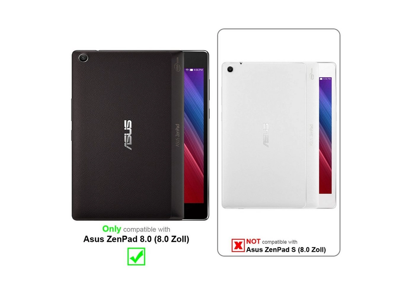 Cadorabo 3x Panzer Folie für Asus Zenpad 8.0 (8.0" Zoll) (Z380M) Schutzfolie in KRISTALL KLAR 3er Pack Gehärtetes (Tempered) Display-Schutzglas in 9H Härte mit 3D Touch Kompatibilität