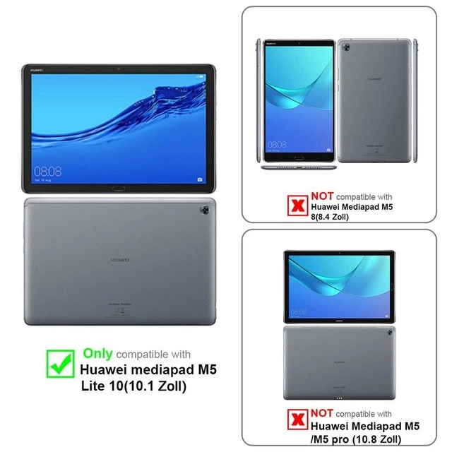 Cadorabo 3x Panzer Folie für Huawei MediaPad M5 Lite 10 (10.1" Zoll) Schutzfolie in KRISTALL KLAR 3er Pack Gehärtetes (Tempered) Display-Schutzglas in 9H Härte mit 3D Touch Kompatibilität