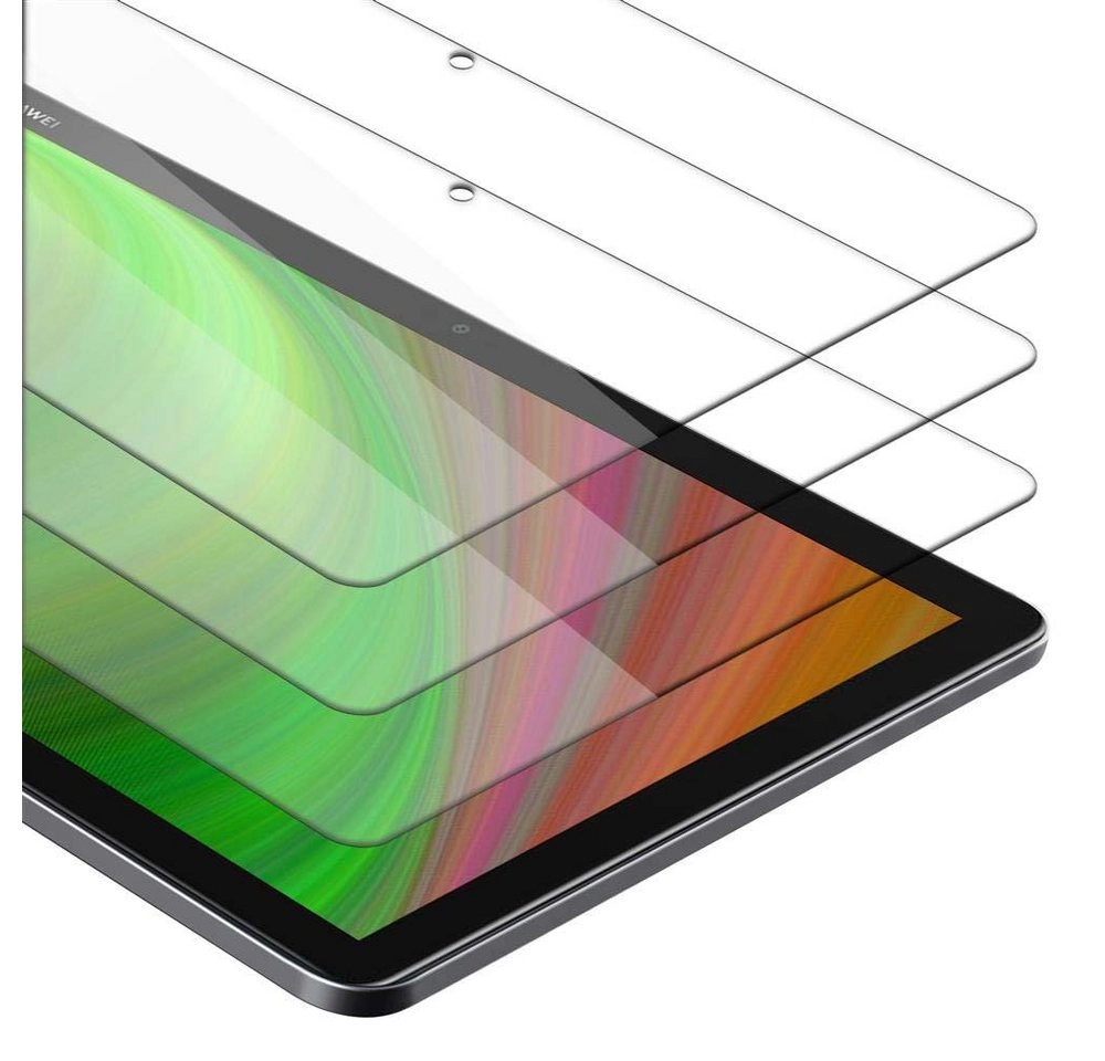 Cadorabo 3x Panzer Folie für Huawei MediaPad M5 Lite 10 (10.1" Zoll) Schutzfolie in KRISTALL KLAR 3er Pack Gehärtetes (Tempered) Display-Schutzglas in 9H Härte mit 3D Touch Kompatibilität