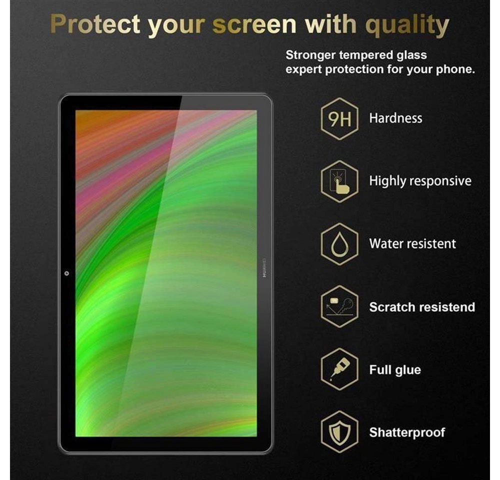 Cadorabo 3x Panzer Folie für Huawei MediaPad T5 10 (10.1" Zoll) Schutzfolie in KRISTALL KLAR 3er Pack Gehärtetes (Tempered) Display-Schutzglas in 9H Härte mit 3D Touch Kompatibilität