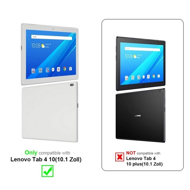 Cadorabo 3x Panzer Folie für Lenovo Tab 4 10 (10.1" Zoll) Schutzfolie in KRISTALL KLAR 3er Pack Gehärtetes (Tempered) Display-Schutzglas in 9H Härte mit 3D Touch Kompatibilität