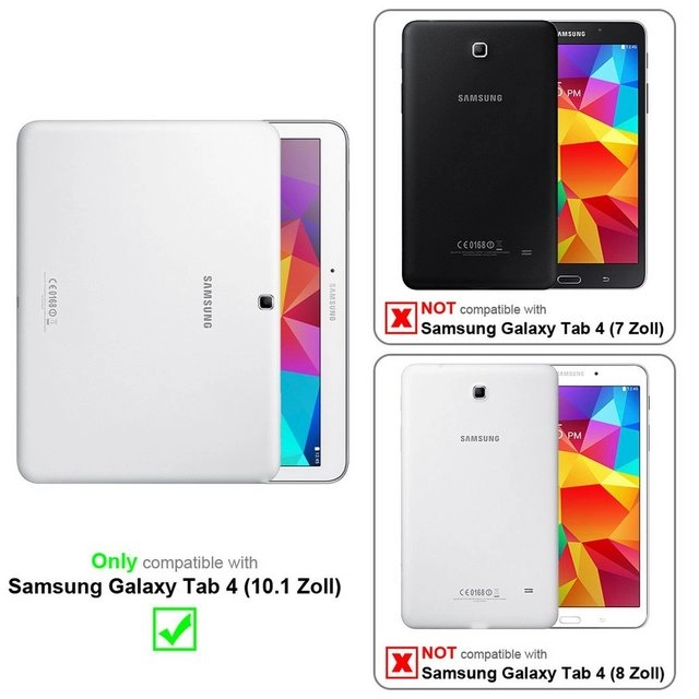 Cadorabo 3x Panzer Folie für Samsung Galaxy Tab 4 (10.1" Zoll) SM-T530 / T535 Schutzfolie in KRISTALL KLAR 3er Pack Gehärtetes (Tempered) Display-Schutzglas in 9H Härte mit 3D Touch Kompatibilität