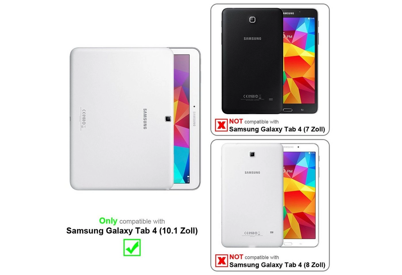Cadorabo 3x Panzer Folie für Samsung Galaxy Tab 4 (10.1" Zoll) SM-T530 / T535 Schutzfolie in KRISTALL KLAR 3er Pack Gehärtetes (Tempered) Display-Schutzglas in 9H Härte mit 3D Touch Kompatibilität