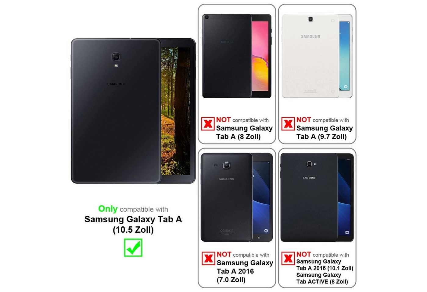 Cadorabo 3x Panzer Folie für Samsung Galaxy Tab A (10.5") Schutzfolie in KRISTALL KLAR 3er Pack Gehärtetes (Tempered) Display-Schutzglas in 9H Härte mit 3D Touch Kompatibilität