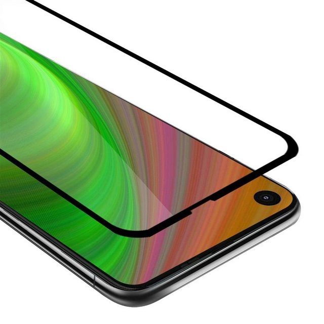 Cadorabo Vollbild Panzer Folie für Motorola ONE ACTION Schutzfolie in TRANSPARENT mit SCHWARZ Gehärtetes (Tempered) Display-Schutzglas in 9H Härte mit 3D Touch
