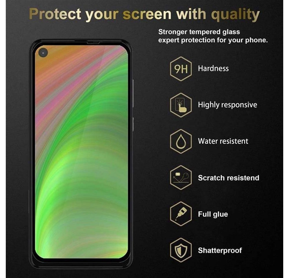Cadorabo Vollbild Panzer Folie für Motorola ONE ACTION Schutzfolie in TRANSPARENT mit SCHWARZ Gehärtetes (Tempered) Display-Schutzglas in 9H Härte mit 3D Touch