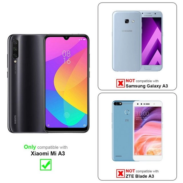 Cadorabo Panzer Folie für Xiaomi Mi A3 Schutzfolie in KRISTALL KLAR Gehärtetes (Tempered) Display-Schutzglas in 9H Härte mit 3D Touch Kompatibilität