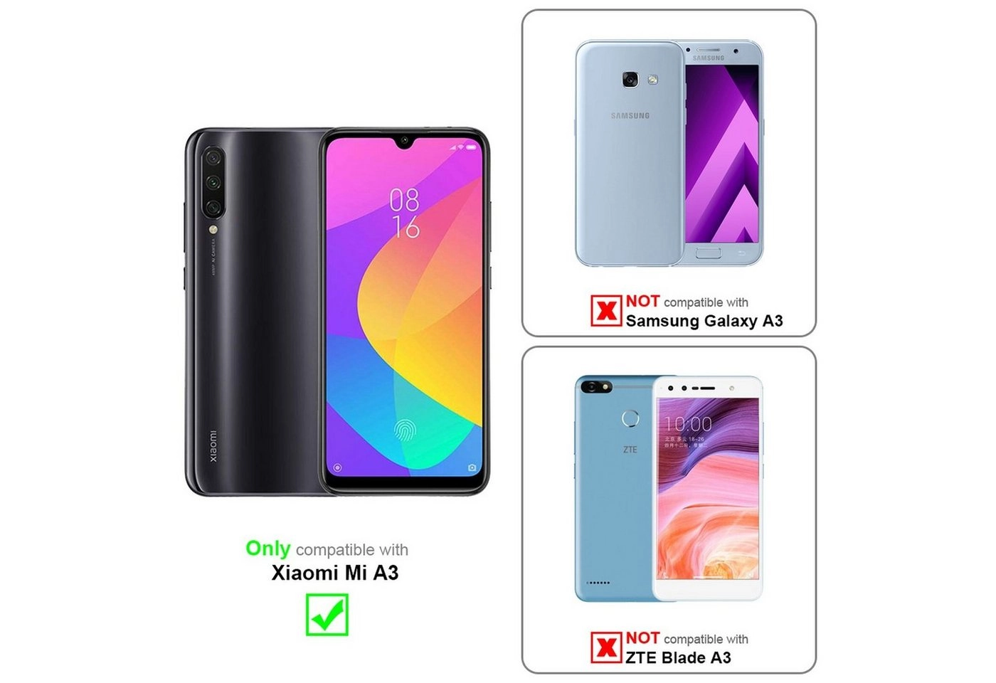 Cadorabo Panzer Folie für Xiaomi Mi A3 Schutzfolie in KRISTALL KLAR Gehärtetes (Tempered) Display-Schutzglas in 9H Härte mit 3D Touch Kompatibilität
