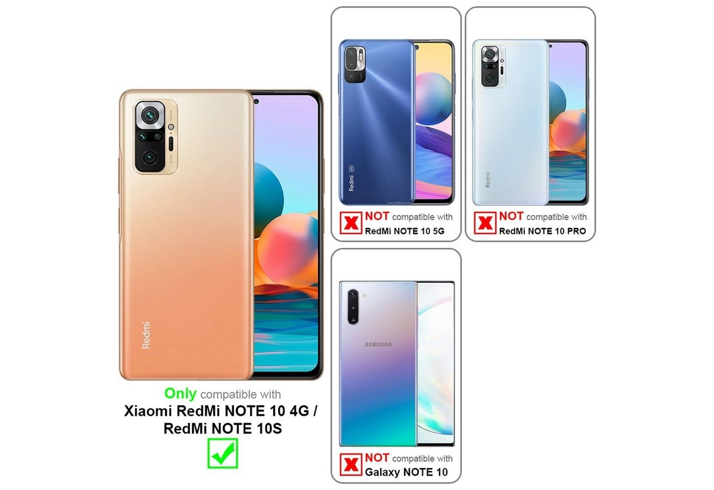 Cadorabo 3x Panzer Folie für Xiaomi RedMi Note 10 Schutzfolie in KRISTALL KLAR 3er Pack Gehärtetes (Tempered) Display-Schutzglas in 9H Härte mit 3D Touch Kompatibilität