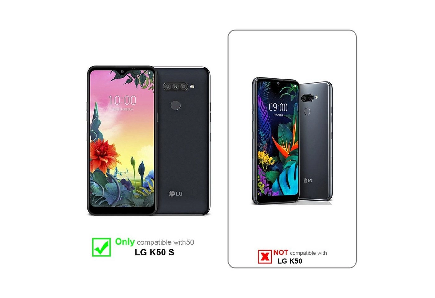 Cadorabo 3x Panzer Folie für LG K50s Schutzfolie in KRISTALL KLAR 3er Pack Gehärtetes (Tempered) Display-Schutzglas in 9H Härte mit 3D Touch Kompatibilität