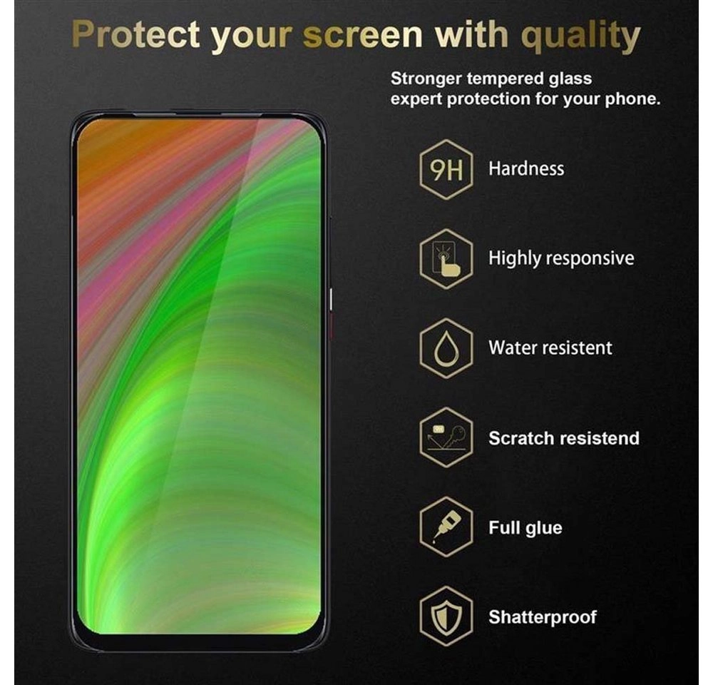 Cadorabo Vollbild Panzer Folie für Xiaomi Mi 9T PRO Schutzfolie in TRANSPARENT mit SCHWARZ Gehärtetes (Tempered) Display-Schutzglas in 9H Härte mit 3D Touch