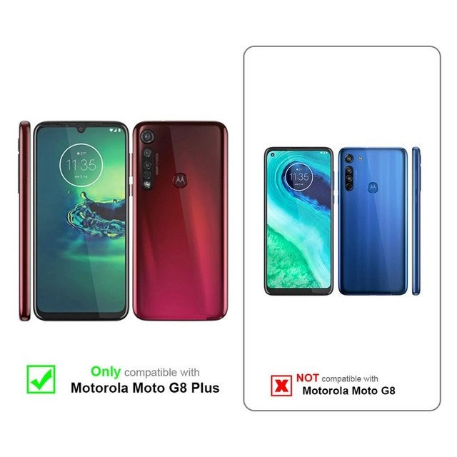 Cadorabo Vollbild Panzer Folie für Motorola MOTO G8 PLUS Schutzfolie in TRANSPARENT mit SCHWARZ Gehärtetes (Tempered) Display-Schutzglas in 9H Härte mit 3D Touch