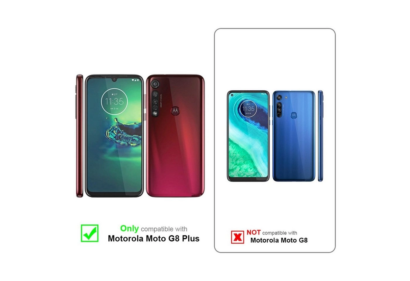 Cadorabo Vollbild Panzer Folie für Motorola MOTO G8 PLUS Schutzfolie in TRANSPARENT mit SCHWARZ Gehärtetes (Tempered) Display-Schutzglas in 9H Härte mit 3D Touch