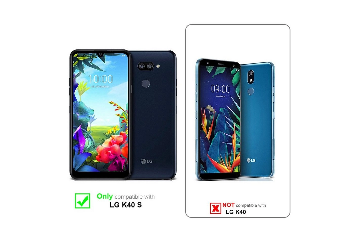 Cadorabo Panzer Folie für LG K40s Schutzfolie in KRISTALL KLAR Gehärtetes (Tempered) Display-Schutzglas in 9H Härte mit 3D Touch Kompatibilität