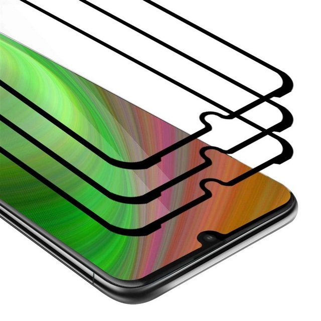 Cadorabo 3x Vollbild Panzer Folie für Motorola MOTO E6 PLUS Schutzfolie in TRANSPARENT mit SCHWARZ 3er Pack Gehärtetes (Tempered) Display-Schutzglas in 9H Härte mit 3D Touch