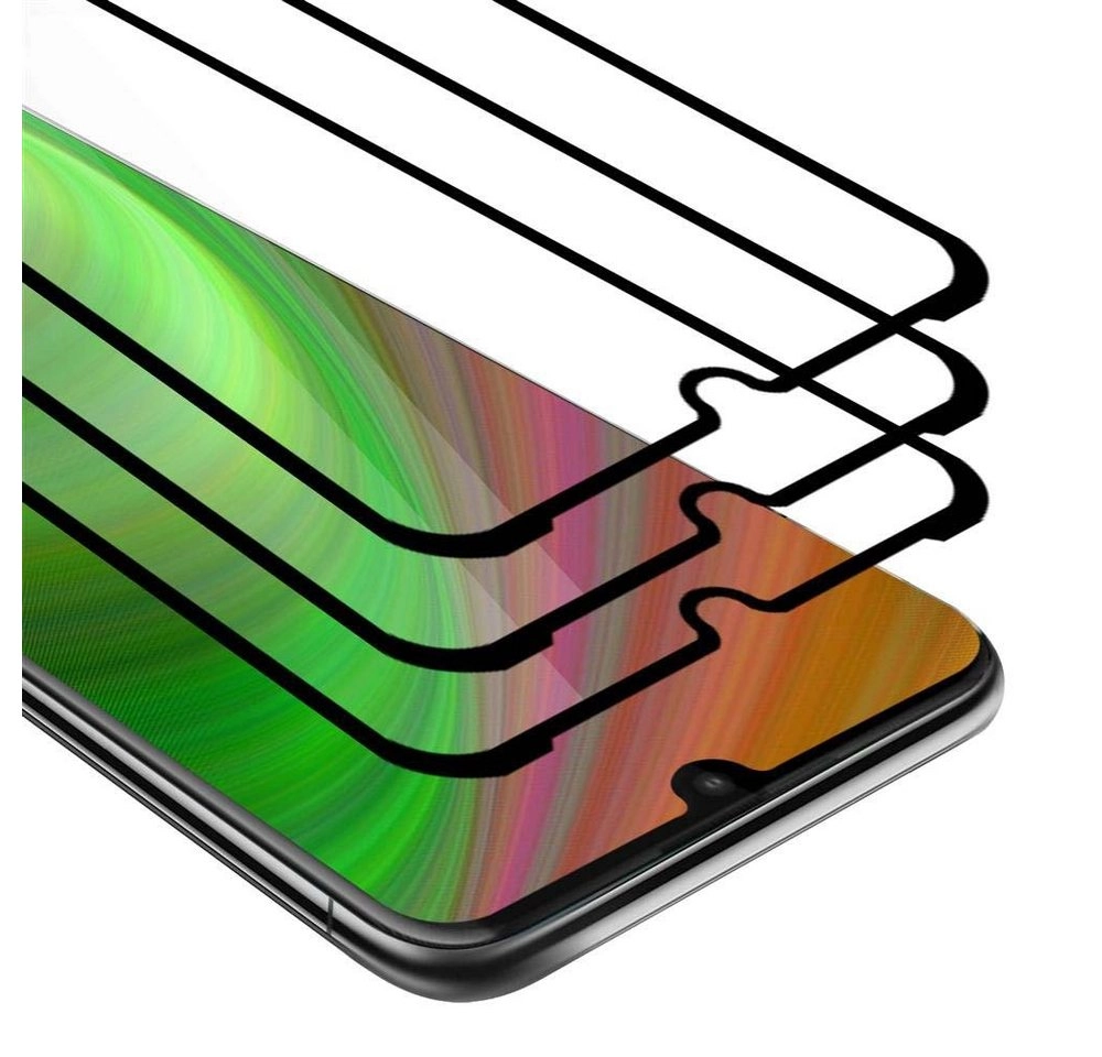 Cadorabo 3x Vollbild Panzer Folie für Motorola MOTO E6 PLUS Schutzfolie in TRANSPARENT mit SCHWARZ 3er Pack Gehärtetes (Tempered) Display-Schutzglas in 9H Härte mit 3D Touch