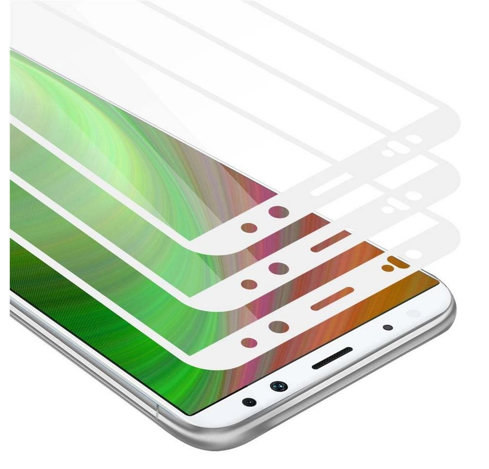 Cadorabo 3x Vollbild Panzer Folie für Huawei MATE 10 LITE Schutzfolie in TRANSPARENT mit WEISS 3er Pack Gehärtetes (Tempered) Display-Schutzglas in 9H Härte mit 3D Touch